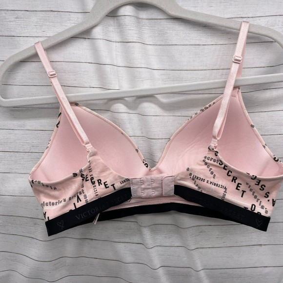 Victoria's Secret Bra Women’s Size 34C  T-shirt Lightly Lined Wireless Logo Pink - Picture 7 of 9